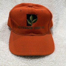 Vintage Orange Peterson Seed Co Baseball Trucker Hat Snapback Dad Cap