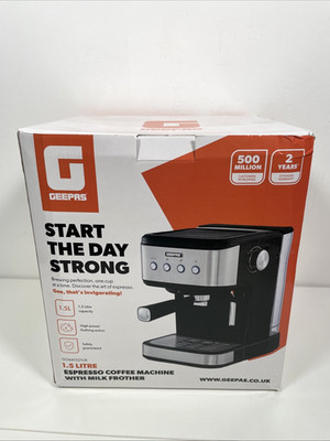 GEEPAS Espresso Cappuccino Kaffeemaschine Milchaufschäumer 1,5L Tank 1350W 20 Bar