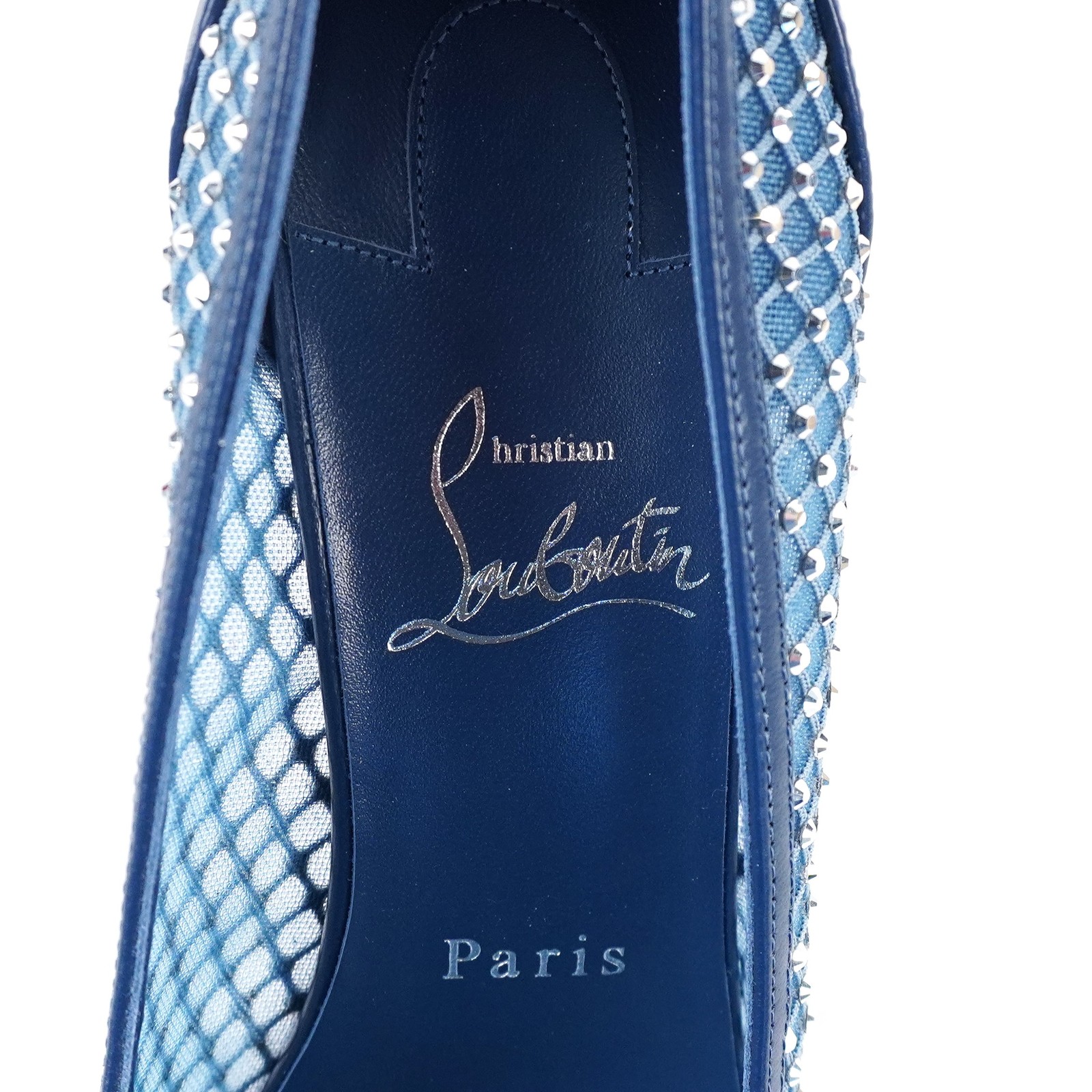 Christian Louboutin Apostropha Crystal Mesh Pumps In Blue - Women's Size EU 37.5