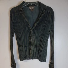 Vintage Denim/ jean accordion style long sleeve shirt Beverly Hills Leather 