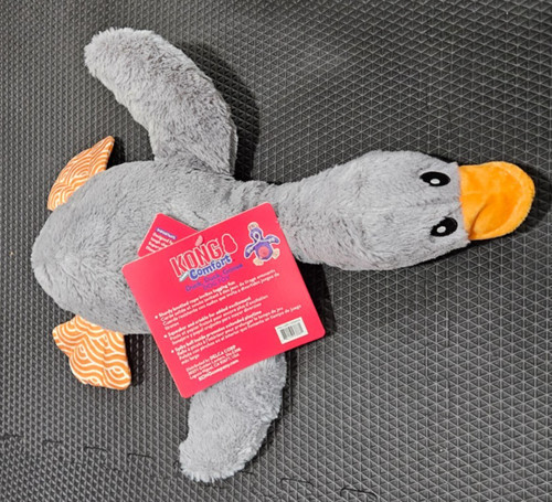 KONG Comfort Duck Goose Jumbo Gray Plush Squeaky Crinkly Toss Shake Dog Toy 18"