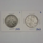 1943 Liberty Walking Half Dollar Silver Coins Lot of 2