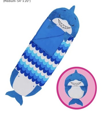 Happy Nappers Pillow & Sleepy Sack Comfy, Warm, Sleeping Bag w Pillow-Blue Shark