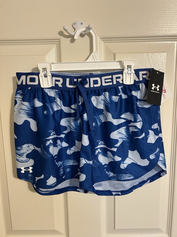 Under Armour Girls Size YLG Blue Camo Play Up Athletic Shorts NWT