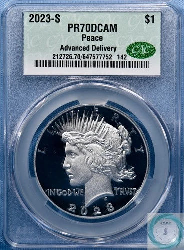 2023-S Proof Peace Silver Dollar CAC PR70DCAM Advanced Delivery