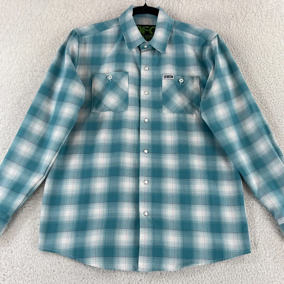 Camisa con botones de franela Dixxon Youth Fria para niños talla XL azul a cuadros manga larga Foto 2 de 4