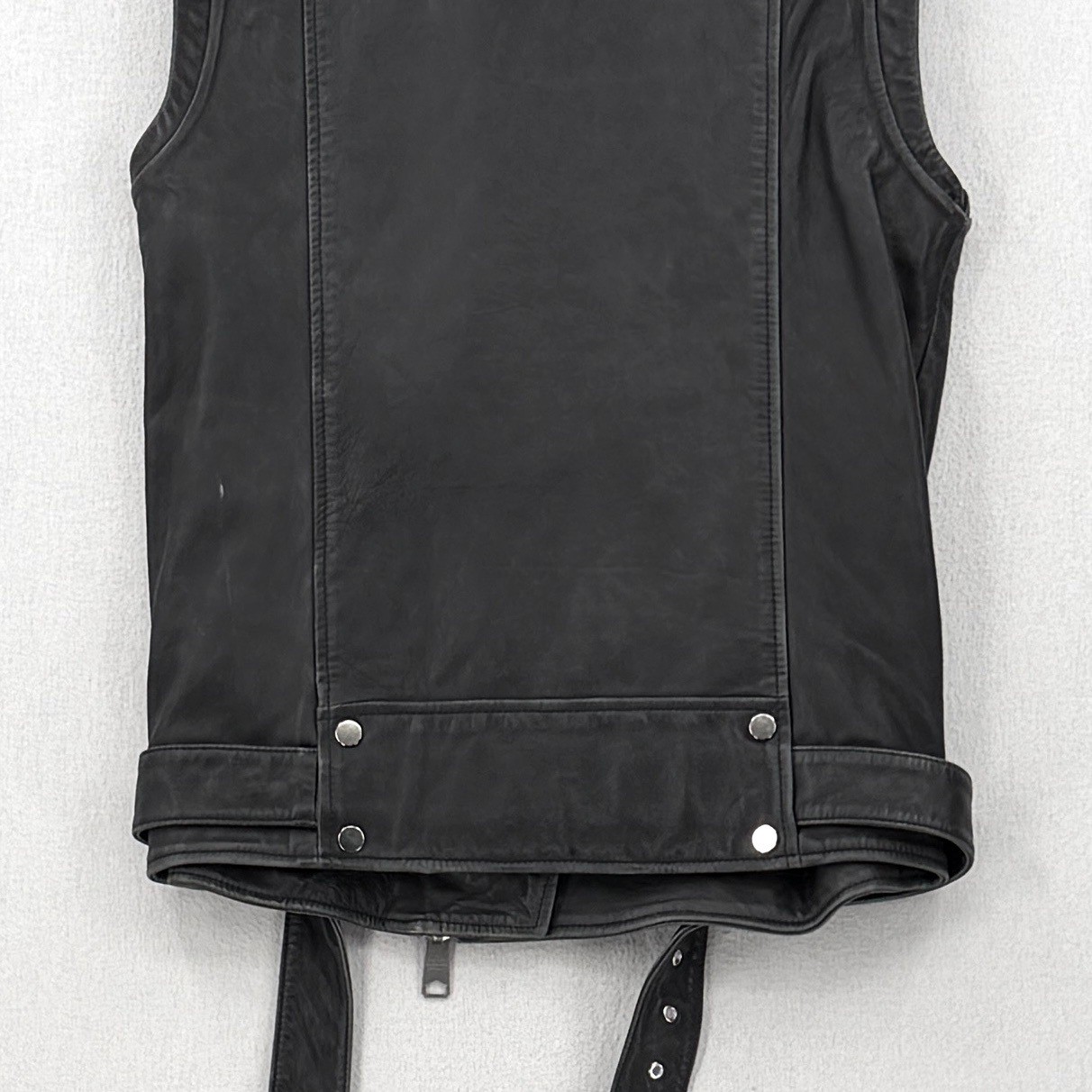 ALLSAINTS Billie Vintage Gilet Leather Biker Vest Women S Black Distressed Black image 9