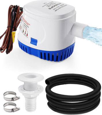 Boat Bilge Pump Kit 12V 1100GPH Auto Float Switch Marine-Grade Hose Thru-Hull