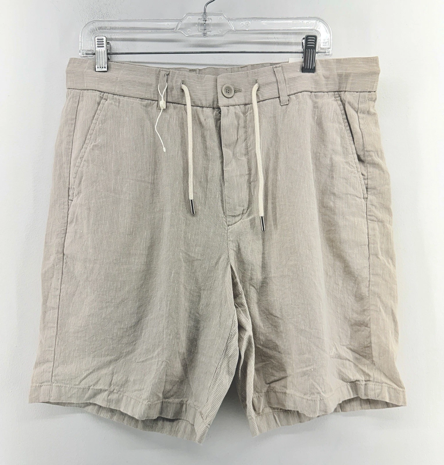 NWT Porter And Ash Premiun Shorts Men's Beige Linen Blend Light Striped Size L