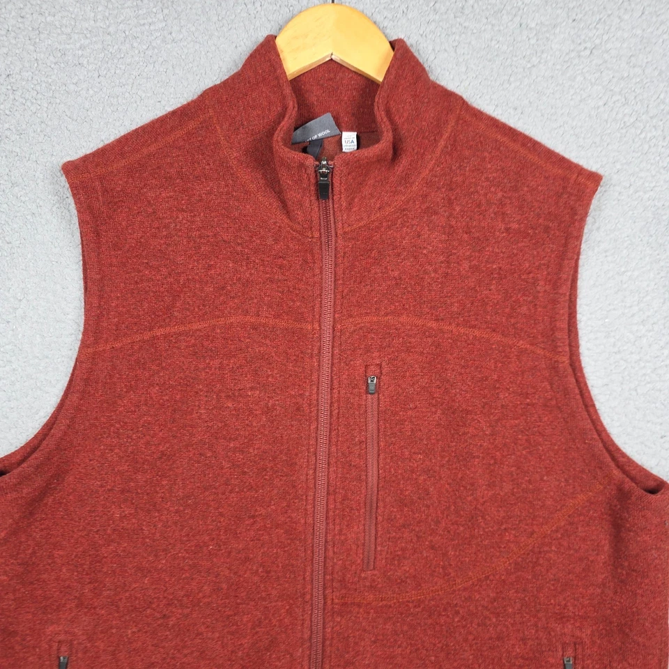 Ibex Men Sweater Vest Size XL Malibu Red Scout Jura Regular Fit Merino Full Zip - Image 2 of 4