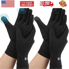 2 Pairs Compression Full Finger Arthritis Gloves, Copper Glove with Touch Scr...