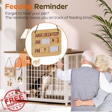 YATINEY Foldable Dog Crate White Walnut Wood End Table Small Med