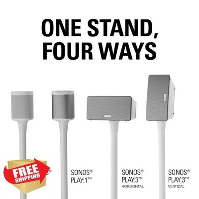 Sanus White Speaker Stand for Sonos One Play:1 Play:3 Cable Mgmt