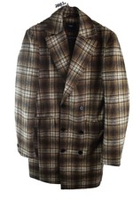 BOLONGARO Trevor Brown Long Coat size S Mens Checked Overcoat Casual Outdoors