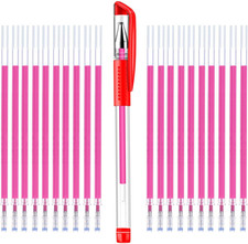 Heat Erasable Fabric Pen with 20 Refills for Tailors Sewing, Quilting Adn Crafts