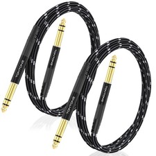 1/4 Inch TRS Cable 2-Pack 3.3FT, Quarter Inch 6.35mm Balanced Stereo Audio Ca...