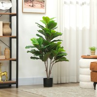 Homcom KüNstliche Geigen-Feigenbaum 110Cm Kunstpflanze, KüNstliche Pflanzen