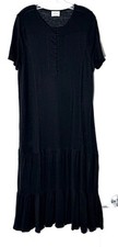 WRAP London Black Tiered Ruffle Slub Knit Linen Midi Maxi Dress 6 US Small 10UK