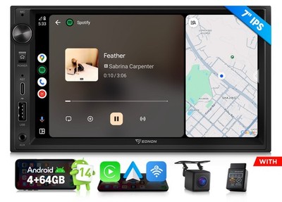 Android 14 7'' IPS Car Stereo 4+64 Wireless CarPlay GPS Bluetooth 2 DIN Radio DSP