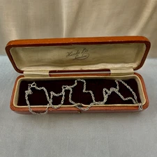 Vintage 9k Solid White Gold 18" Singapore Twist Chain Necklace