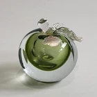 Alfredo Barbini Murano Green Sommerso Gold Fleck Venetian Glass Apple Bookend
