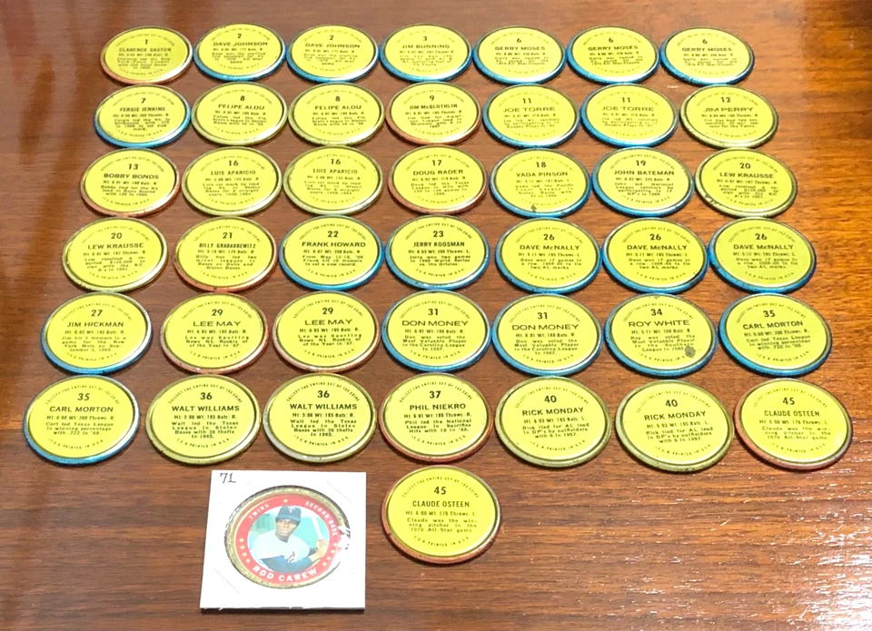 Lote de monedas de béisbol Topps 1971 vintage de 44 piezas +++MONEDA BONIFICACIÓN 1964 SANDY KOUFAX+++ Foto 2 de 4