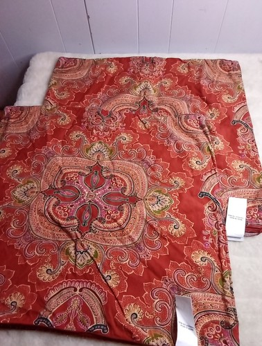 Lot Of 2 Pottery Barn Mira Paisley Pillow Cover Linen Blend Square 24" x 24" Red - Picture 9 of 10
