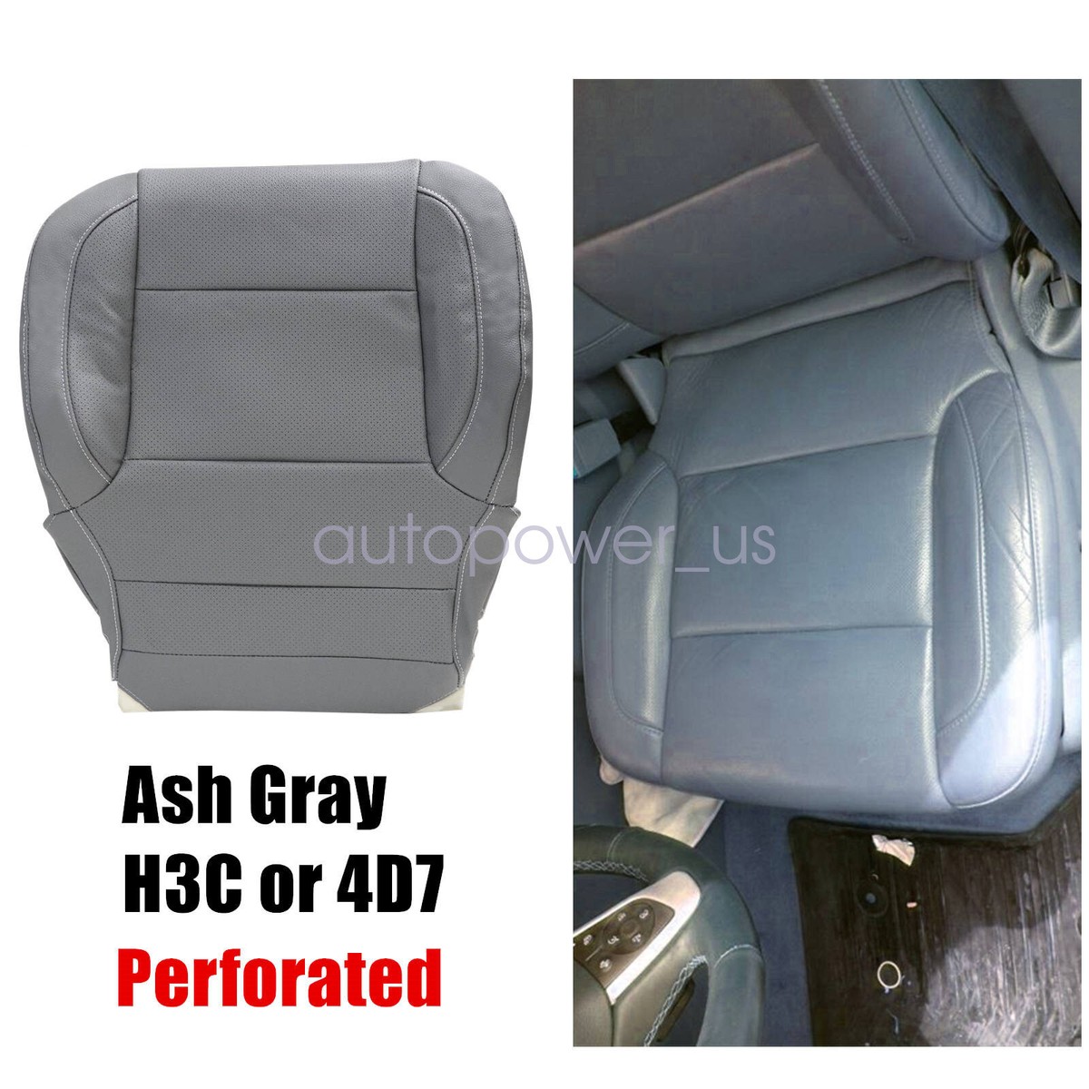 Soillar Perforated Gray Driver Bottom Seat Cover For GMC Sierra 1500/2500 HD – 2014-2019, Heated Seat Compatible