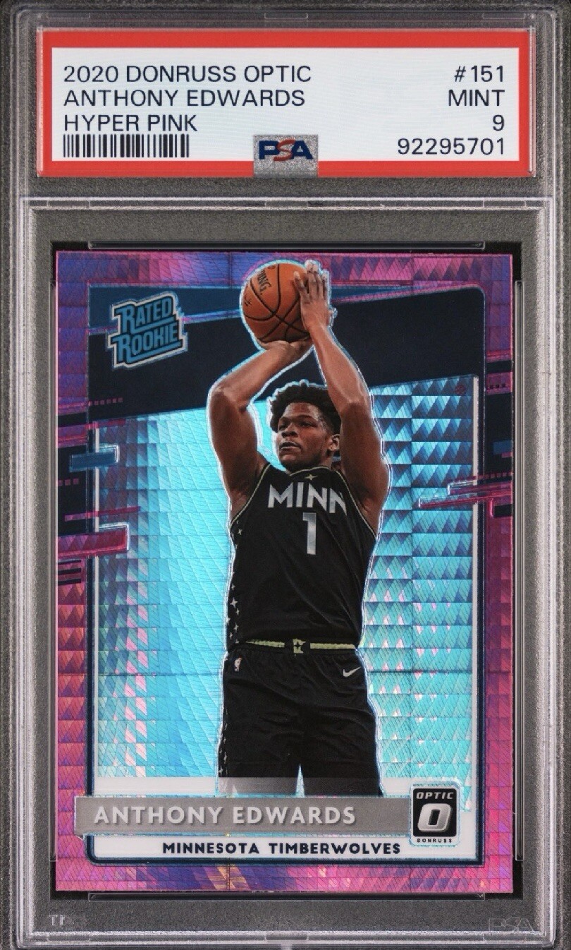 2020-21 Donruss Optic Anthony Edwards Pink Hyper Prizm Rated Rookie #151 PSA 9