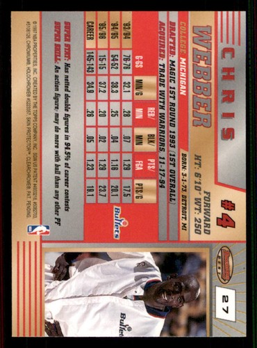 1996-97 Bowman's Best #27 Chris Webber - Picture 2 of 2