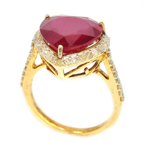 925 STERLING SILVER NATURAL BLOOD RED RUBY GEMSTONE HEART CUT RING SIZE 6.5 - Picture 8 of 8