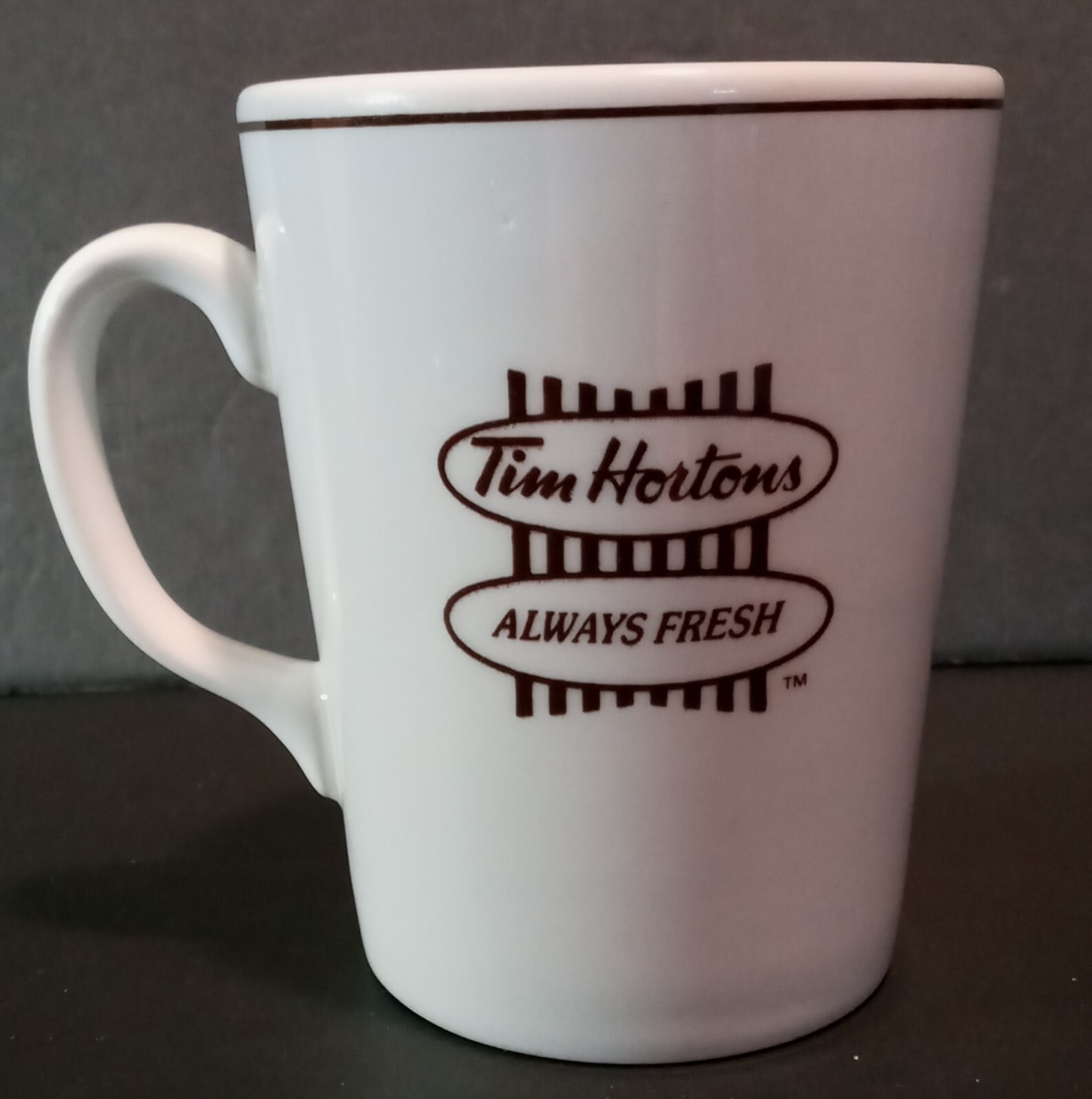 TIM HORTONS STEELITE LAST ISSUE 2015 ALWAYS FRESH 12oz PORCELAIN COFFEE