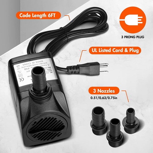 160-400GPH Aquarium Water Pump Adjustable Submersible Pump for Fish Tank Statuar - Picture 14 of 18