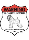 Warning! Soft Coated Wheaten Terrier Property Protected Aluminum Dog Sign 7 x 8