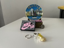 Mini Nike Shoe Keychain Single With Shoe Box Plated Shine Acrylic Gold Color