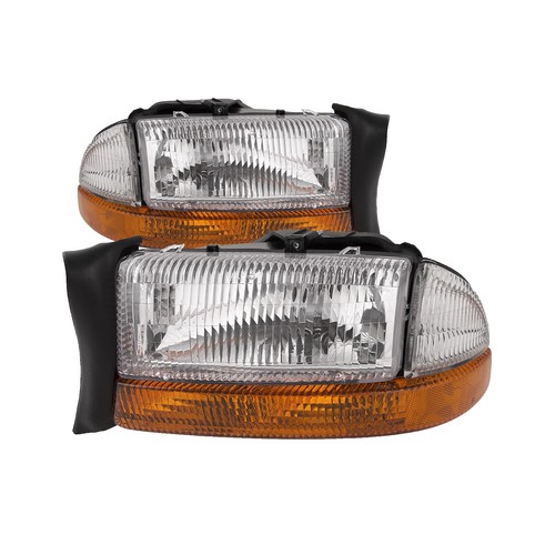 97-04 Dodge Dakota 98-03 Durango Headlghts + Corner Turn Crystal