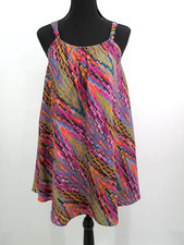 DKNY Babydoll Mini Dress Women Small Multicolor Geometric Swimsuit Cover-Up