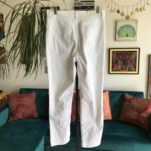EXPRESS size 10R White Stretch Denim Slim Super High Rise Jeans - Picture 3 of 4