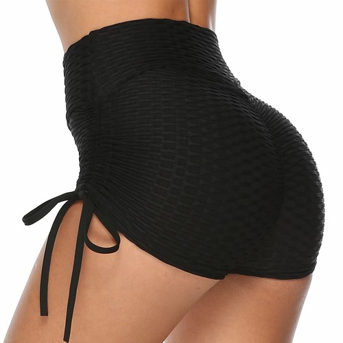 Pantaloncini sportivi da donna USA vita alta pantaloni yoga sollevamento del culo ruche allenamento palestra LAVA - Foto 9 di 16