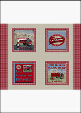 Farmall Country Check Pillow Panel Fabric