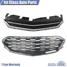 Set of 2 Upper & Lower W/ Chrome Trim Bumper Grille For 16 17 Chevrolet Equinox