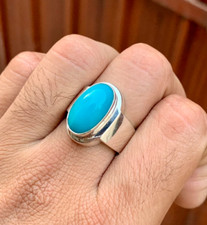 Natural Blue Turquoise Stone Big Turquoise Ring Decent Turquoise Ring Silver 925