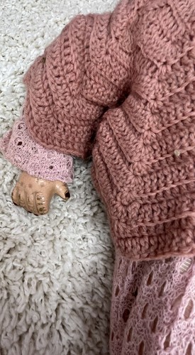 Antique Demon Possessed CreepyDoll Sleepy Eyes Crochet Hoodie Torn Dress Haunted - Picture 8 of 12