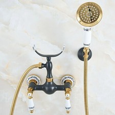 Black Gold Brass Bathroom Faucet Set Handheld Spray Shower Mixer Tap 2na559