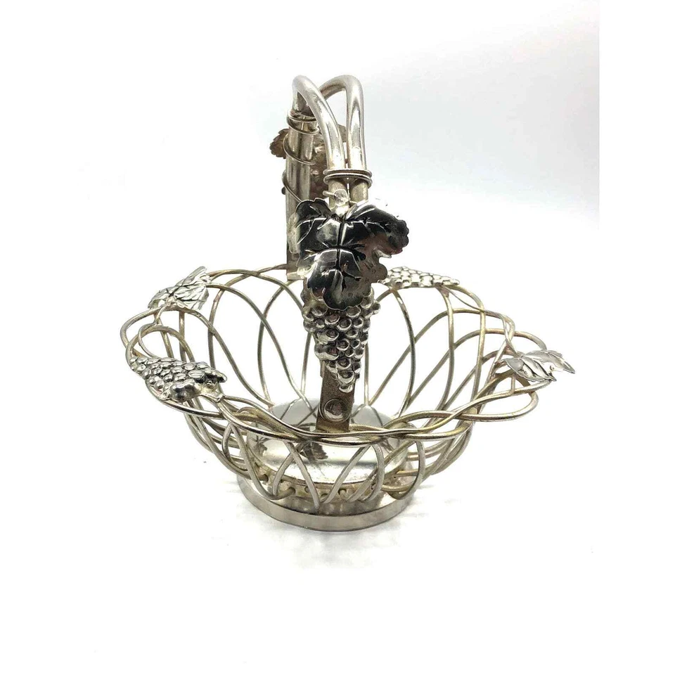 Preciosa cesta Godinger plateada uvas fruta decorativa Foto 2 de 4
