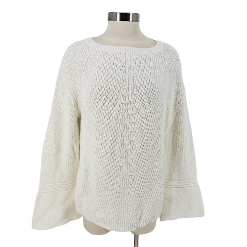 Style & Co Sweater Winter White Bell Long Sleeve Knit Pullover NWT Womens Large