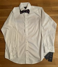 Boys Tommy Hilfiger NWT Long Sleeve White Dress Shirt with Bowtie Size 16