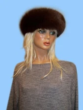 NEW SABLE TONED - GENUINE BROWN FOX FUR HEADBAND - NECK WRAP -SCARF adjustable 