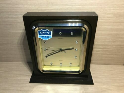 RARE - Seiko Quartz Japan S135 Clock Mantel Reloj de Mesa Sobremesa Madera Wood - Foto 1 di 9