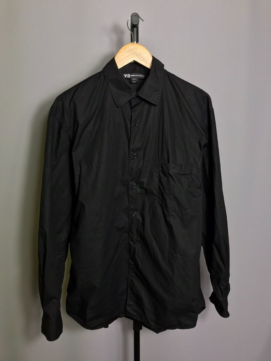 Adidas Y-3 Tiger YOHJI YAMAMOTO Button Down Shirt Black Sz M Adidas Y-3 Tiger YOHJI YAMAMOTO Button Down Shirt Black Sz M